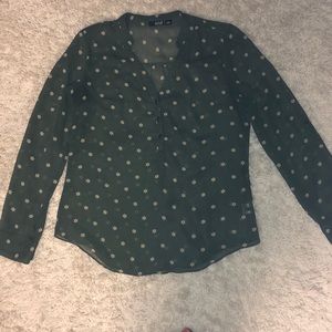 a.n.a Olive Green Star Printed Chiffon Blouse